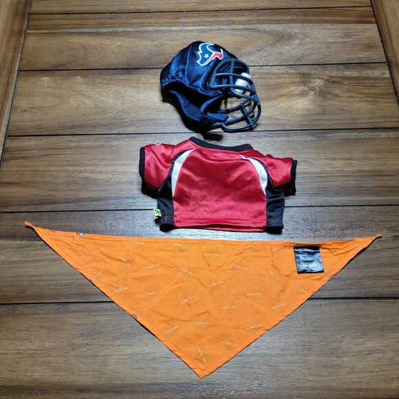 BAB Build A Bear "Boy" Clothes: Hou Tex Helmet, Football Jersey & Harley D Scarf - Picture 2 of 12